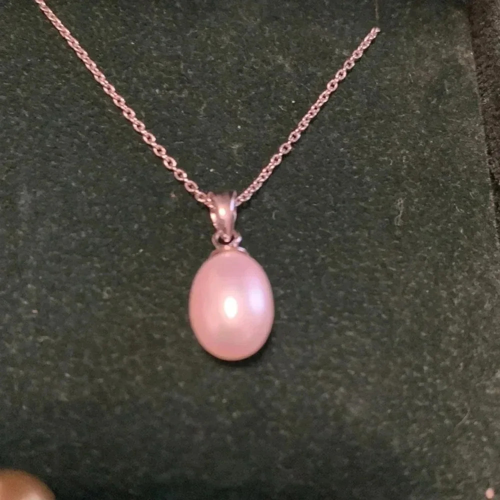 Freshwater Pearl Pendant & Ring Set 925 SS - Picture 2 of 14
